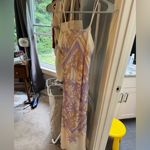 Elegant Cream and Purple Maxi Dress - Picture 1 of 2